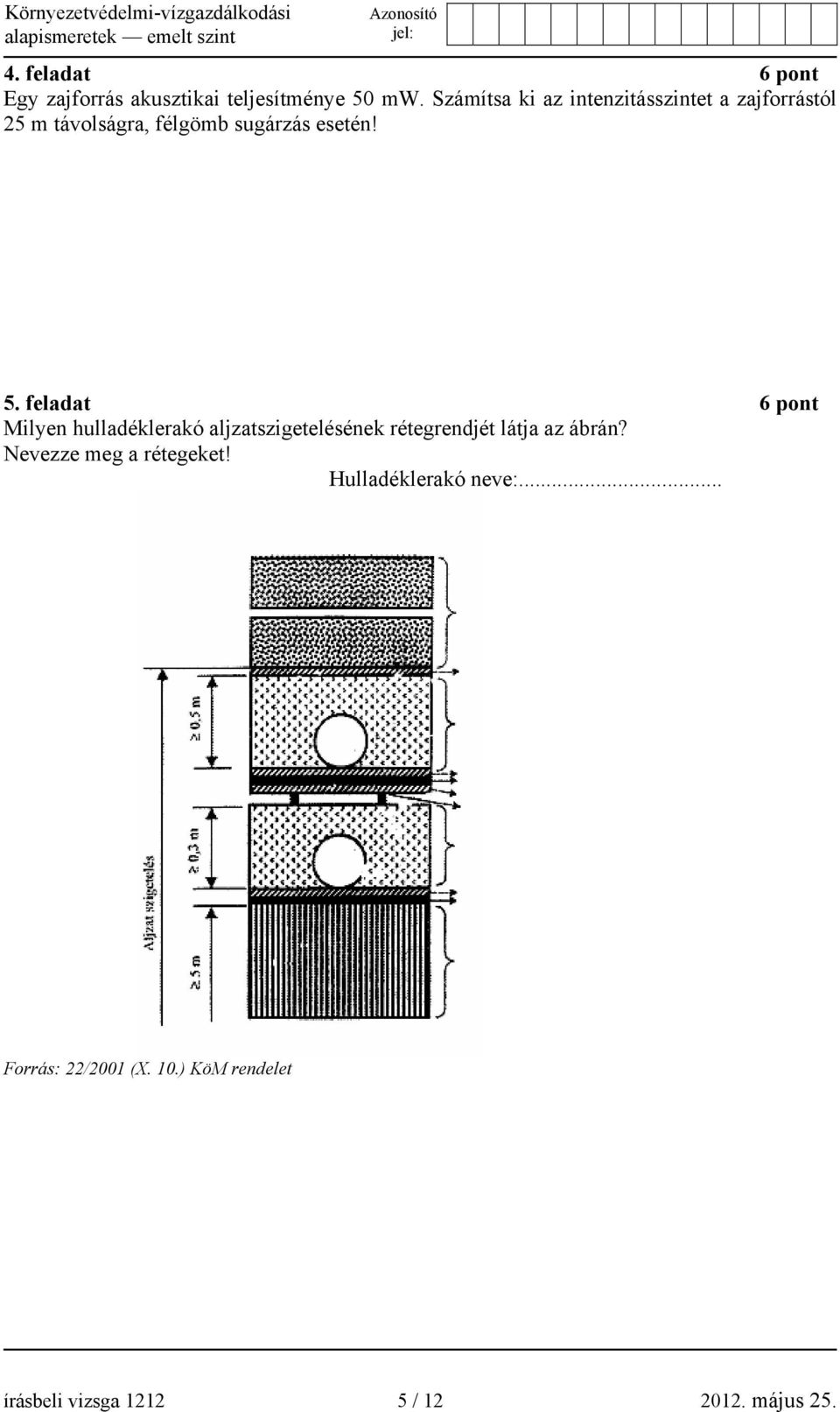 feladat Milyen hulladéklerakó aljzatszigetelésének rétegrendjét látja az ábrán?