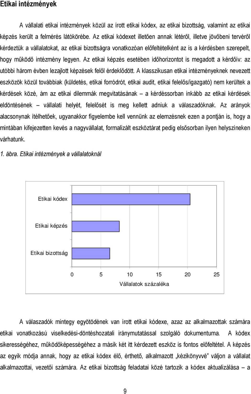 legyen. Az etikai képzés esetében idıhorizontot is megadott a kérdıív: az utóbbi három évben lezajlott képzések felıl érdeklıdött.