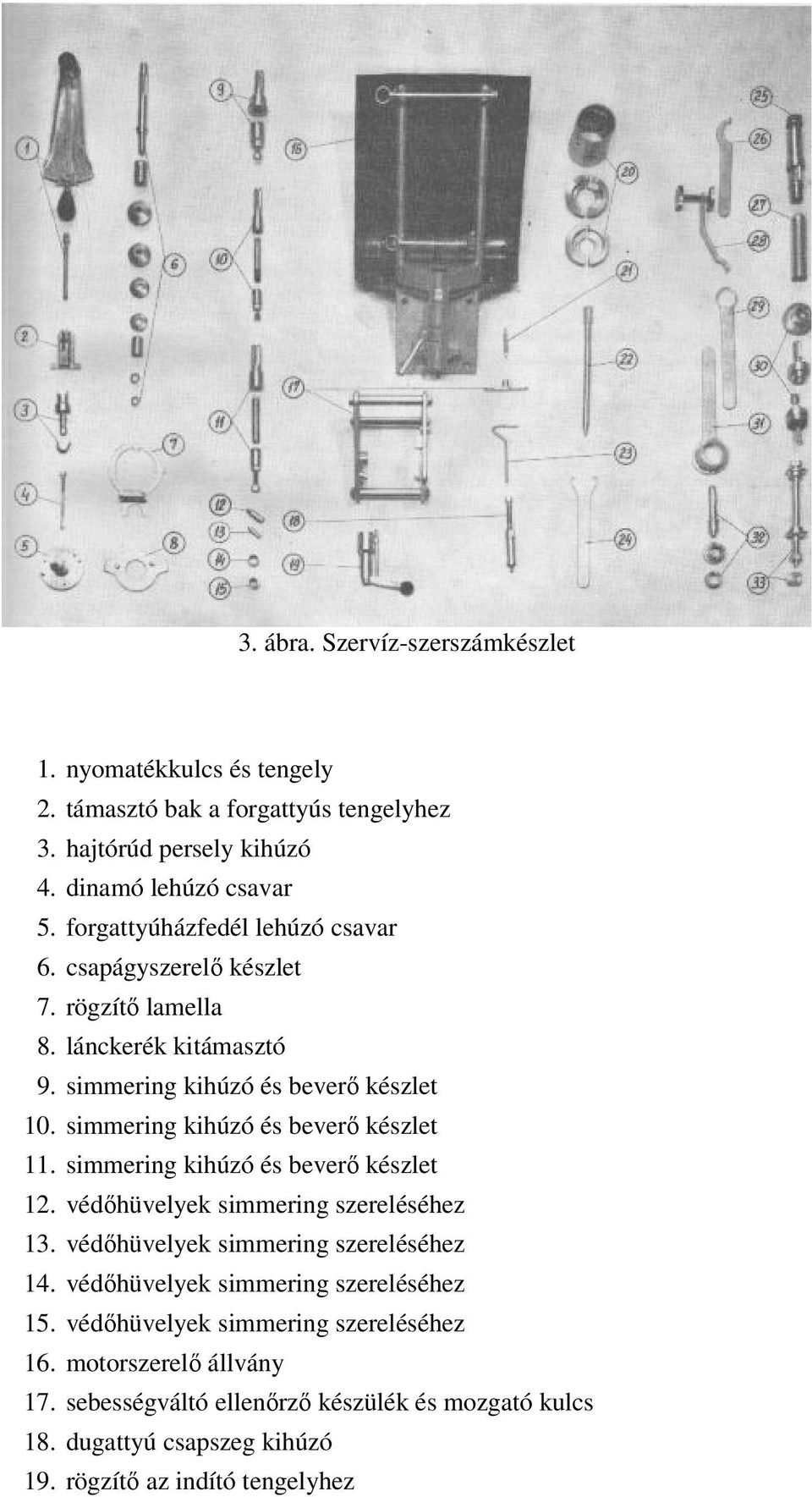 simmering kihúzó és beverő készlet 11. simmering kihúzó és beverő készlet 12. védőhüvelyek simmering szereléséhez 13. védőhüvelyek simmering szereléséhez 14.