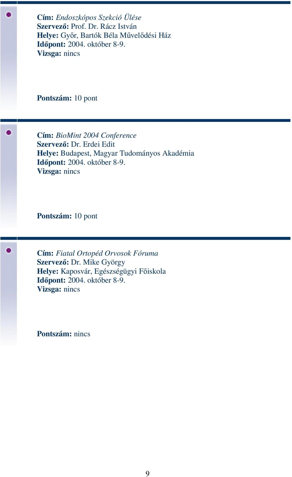 Cím: BioMint 2004 Conference Szervező: Dr.