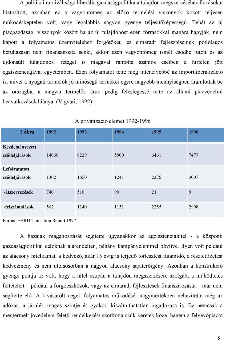 Tehát az új piacgazdasági viszonyok között ha az új tulajdonost ezen forrásokkal magára hagyják, nem kapott a folyamatos üzemviteléhez forgótőkét, és elmaradt fejlesztéseinek pótlólagos beruházását