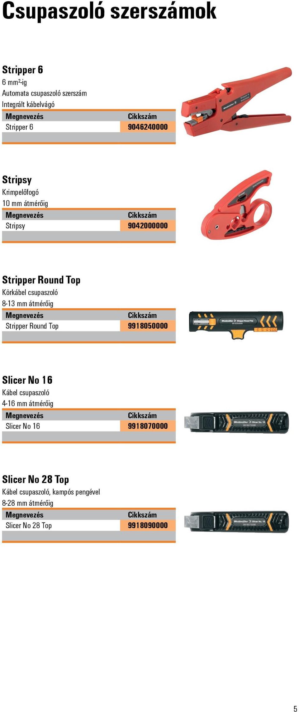 átmérőig Stripper Round Top 9918050000 Slicer No 16 Kábel csupaszoló 4-16 átmérőig Slicer No 16
