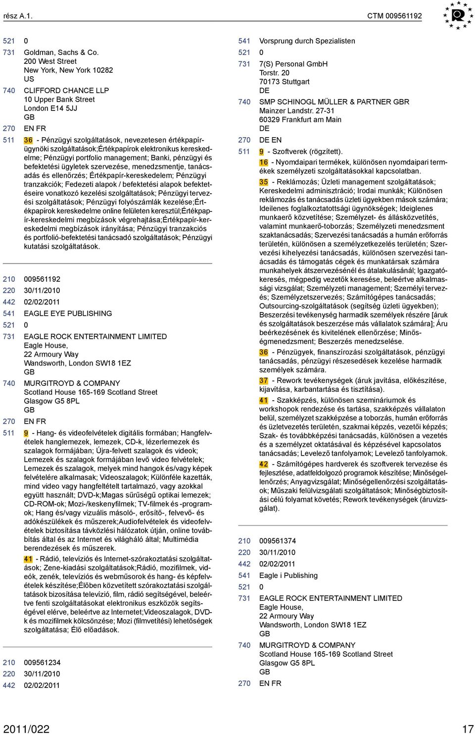 elektronikus kereskedelme; Pénzügyi portfolio management; Banki, pénzügyi és befektetési ügyletek szervezése, menedzsmentje, tanácsadás és ellenőrzés; Értékpapír-kereskedelem; Pénzügyi tranzakciók;