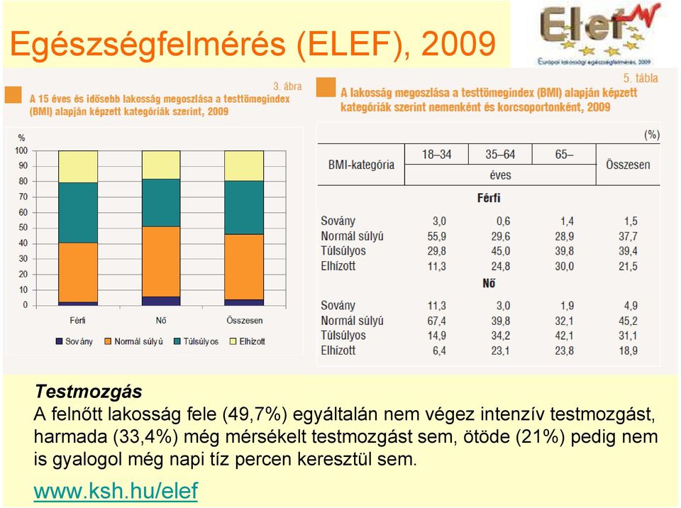 harmada (33,4%) még mérsékelt testmozgást sem, ötöde (21%)