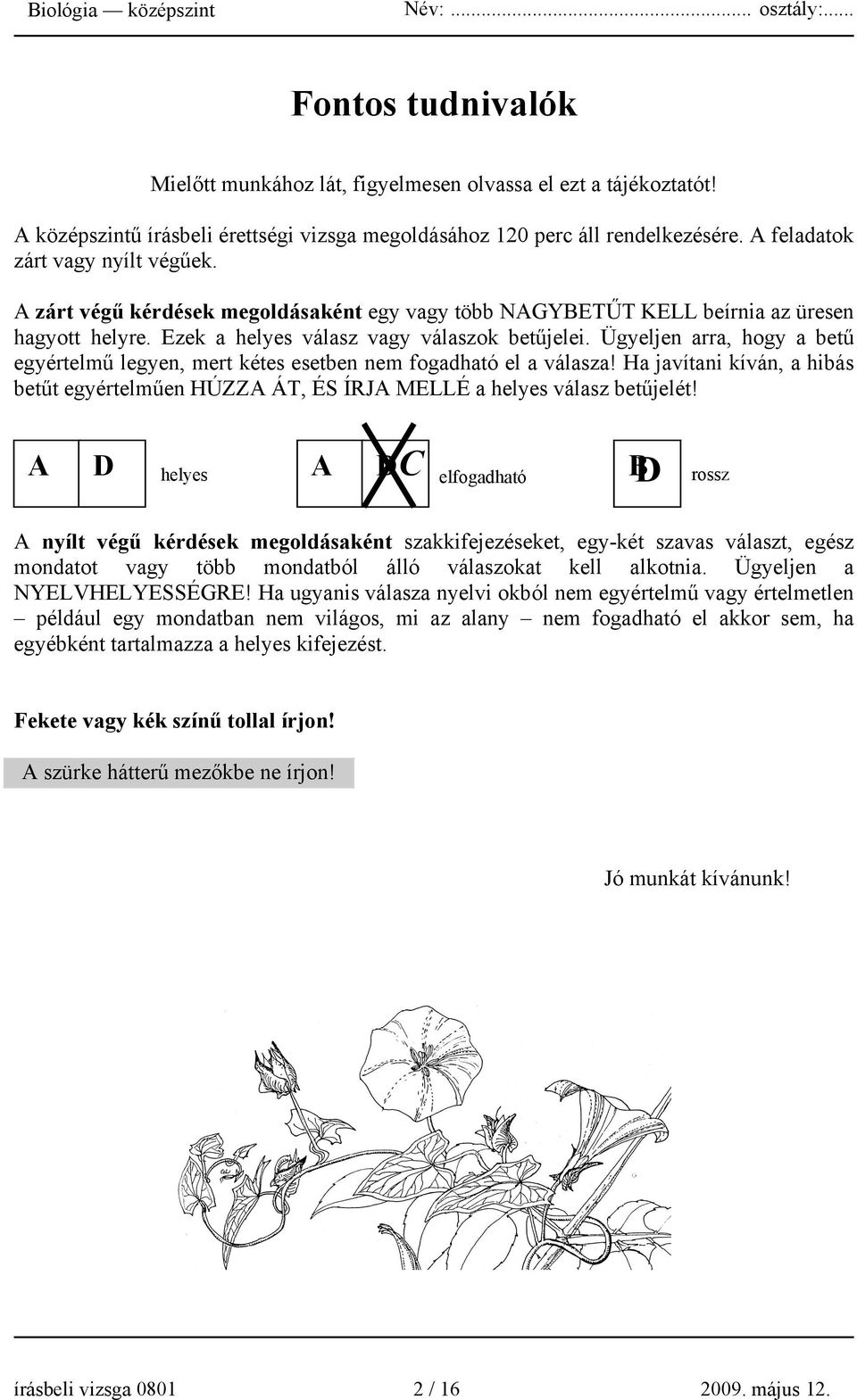 A zárt végű kérdések megoldásaként egy vagy több NAGYBETŰT KELL beírnia az üresen hagyott helyre. Ezek a helyes válasz vagy válaszok betűjelei.