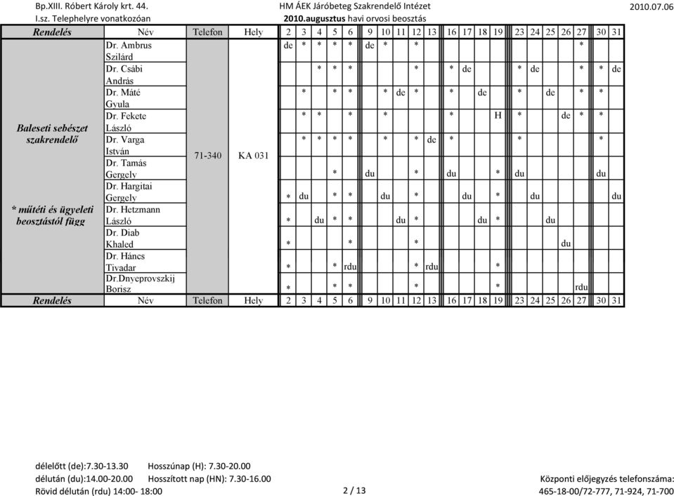 Varga * * * * * * de * * * István 71-340 KA 031 Dr. Tamás Gergely * * * Dr.