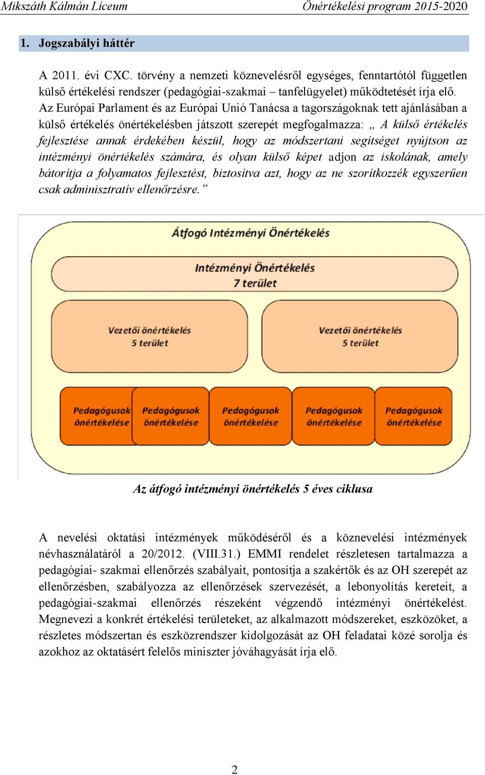 készül, hogy az módszertani segítséget nyújtson az intézményi önértékelés számára, és olyan külső képet adjon az iskolának, amely bátorítja a folyamatos fejlesztést, biztosítva azt, hogy az ne