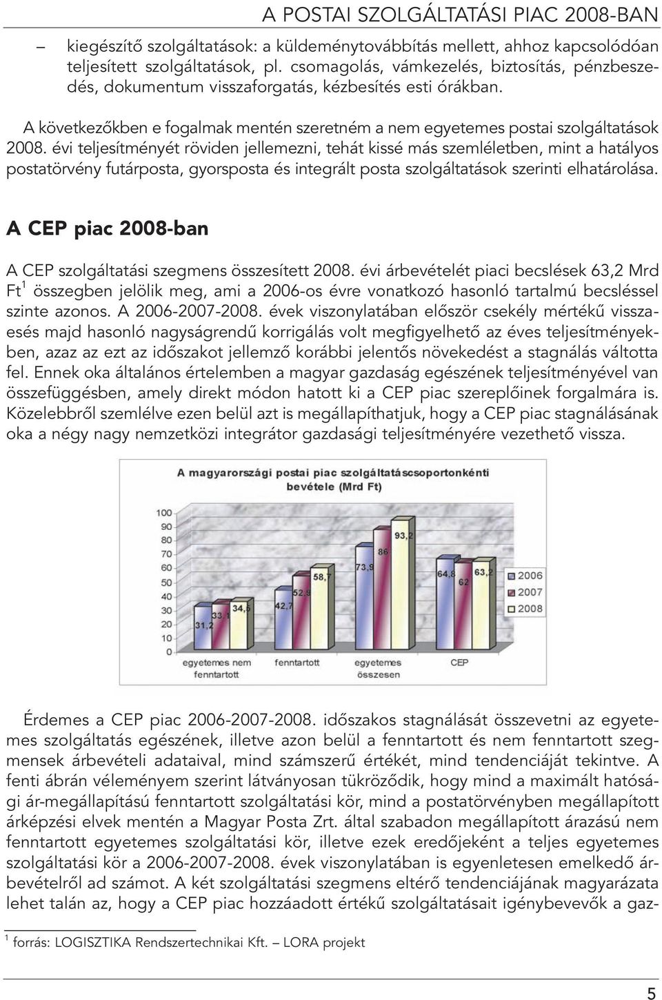 évi teljesítményét röviden jellemezni, tehát kissé más szemléletben, mint a hatályos postatörvény futárposta, gyorsposta és integrált posta szolgáltatások szerinti elhatárolása.