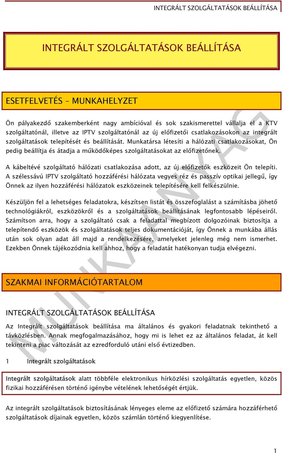 Munkatársa létesíti a hálózati csatlakozásokat, Ön pedig beállítja és átadja a működőképes szolgáltatásokat az előfizetőnek.