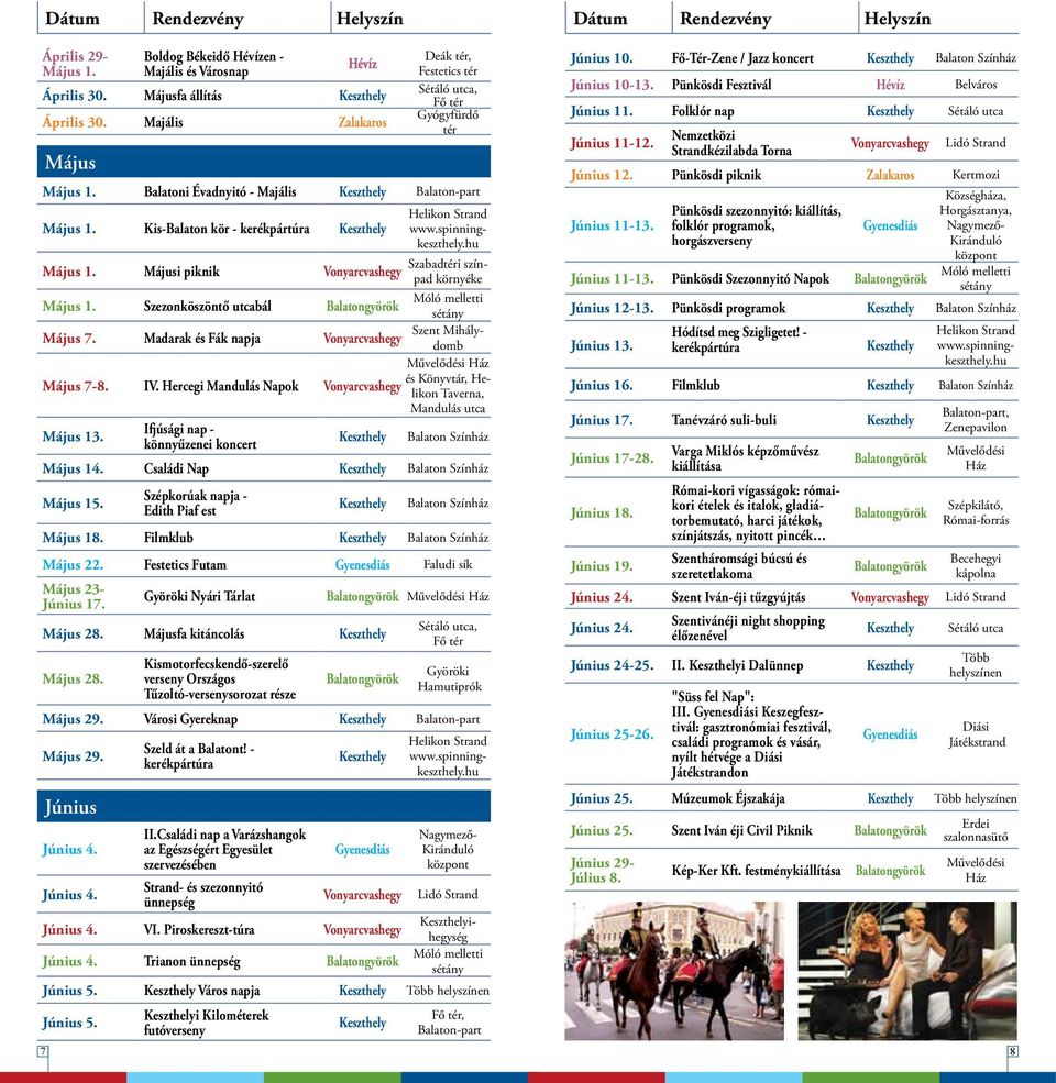 Szezonköszöntő utcabál Május 7. Madarak és Fák napja, Helikon Taverna, Május 7-8. IV. Hercegi Mandulás Napok Mandulás utca Május 13. Ifjúsági nap - könnyűzenei koncert Május 14. Családi Nap Május 15.