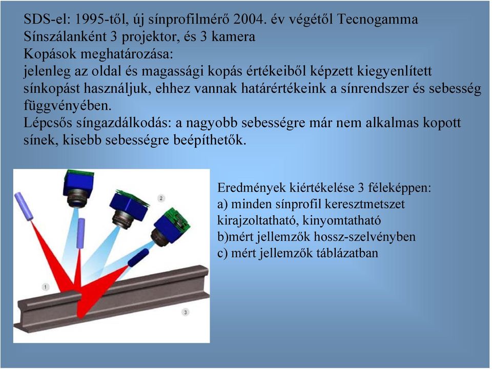 kiegyenlített sínkopást használjuk, ehhez vannak határértékeink a sínrendszer és sebesség függvényében.