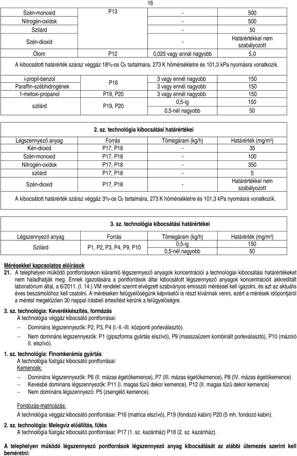 i-propil-benzol 3 vagy ennél nagyobb 150 P16 Paraffin-szébhidrogének 3 vagy ennél nagyobb 150 1-metoxi-propanol P19, P20 3 vagy ennél nagyobb 150 0,5-ig 150 szi