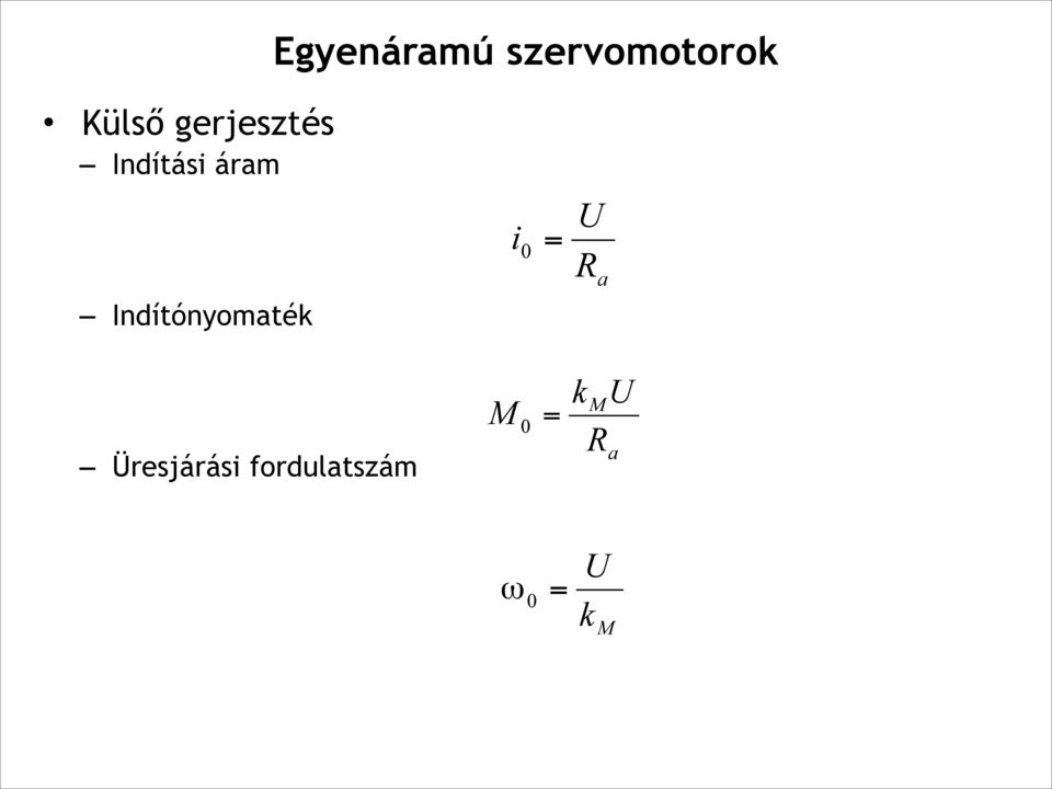 Indítónyomaték Üresjárási