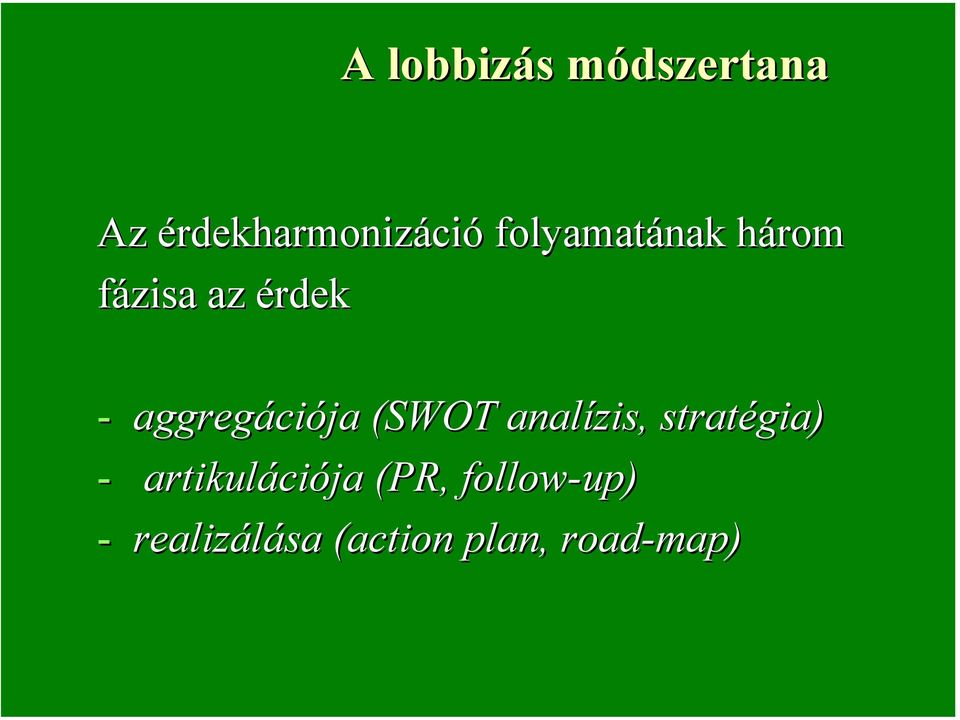 (SWOT analízis, stratégia) - artikulációja (PR,