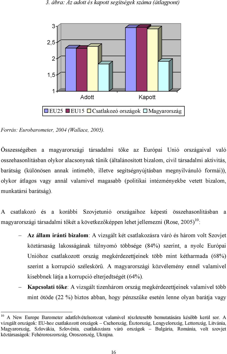 annak intímebb, illetve segítségnyújtásban megnyilvánuló formái)), olykor átlagos vagy annál valamivel magasabb (politikai intézményekbe vetett bizalom, munkatársi barátság).