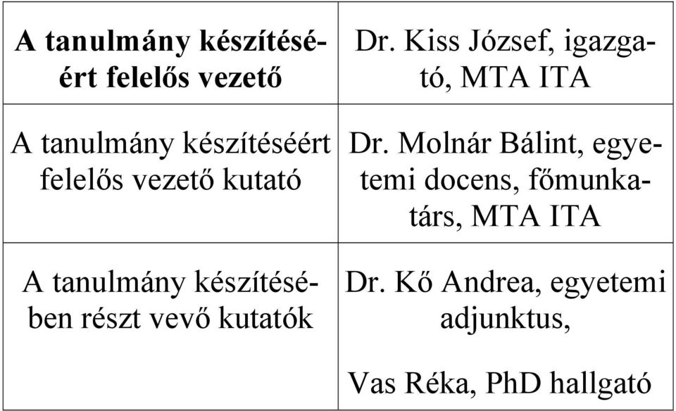 Kiss József, igazgató, MTA ITA Dr.