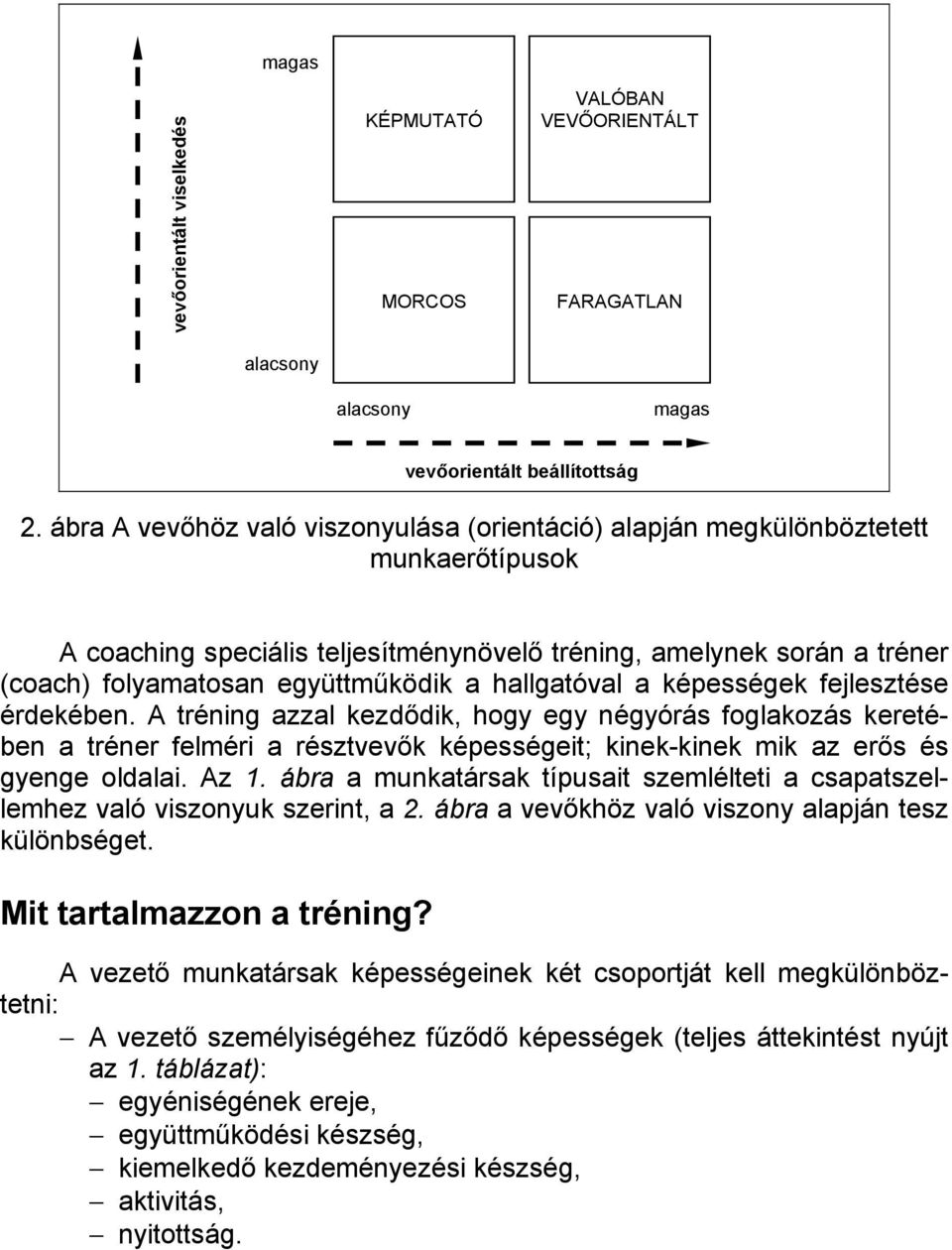 hallgatóval a képességek fejlesztése érdekében. A tréning azzal kezdődik, hogy egy négyórás foglakozás keretében a tréner felméri a résztvevők képességeit; kinek-kinek mik az erős és gyenge oldalai.