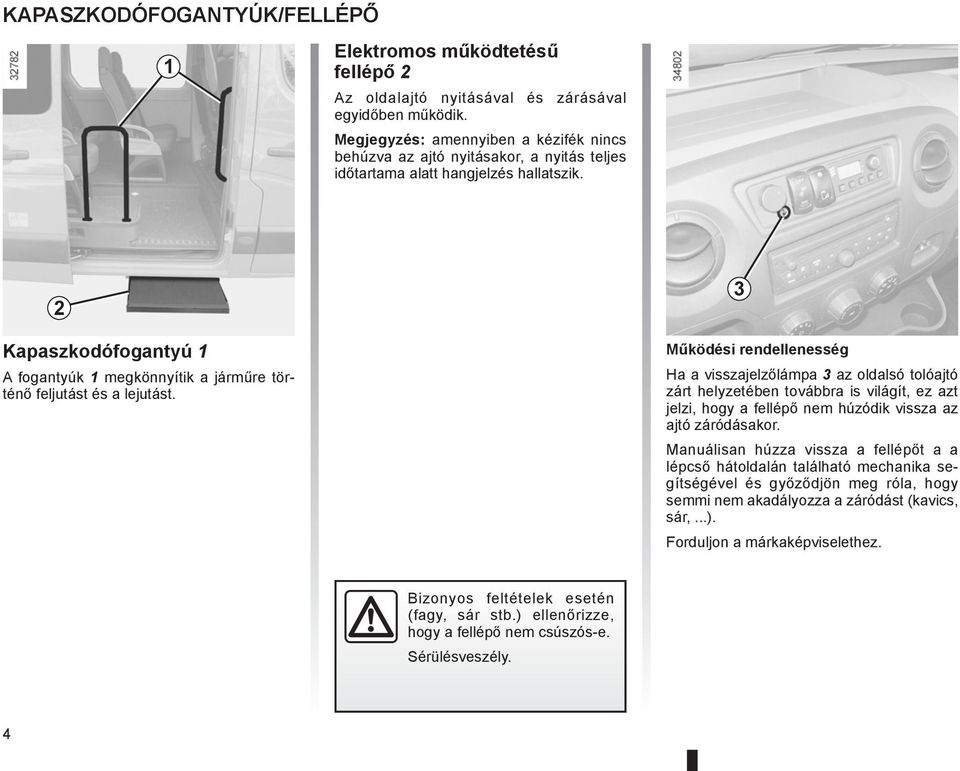 Kapaszkodófogantyú A fogantyúk megkönnyítik a járműre történő feljutást és a lejutást.