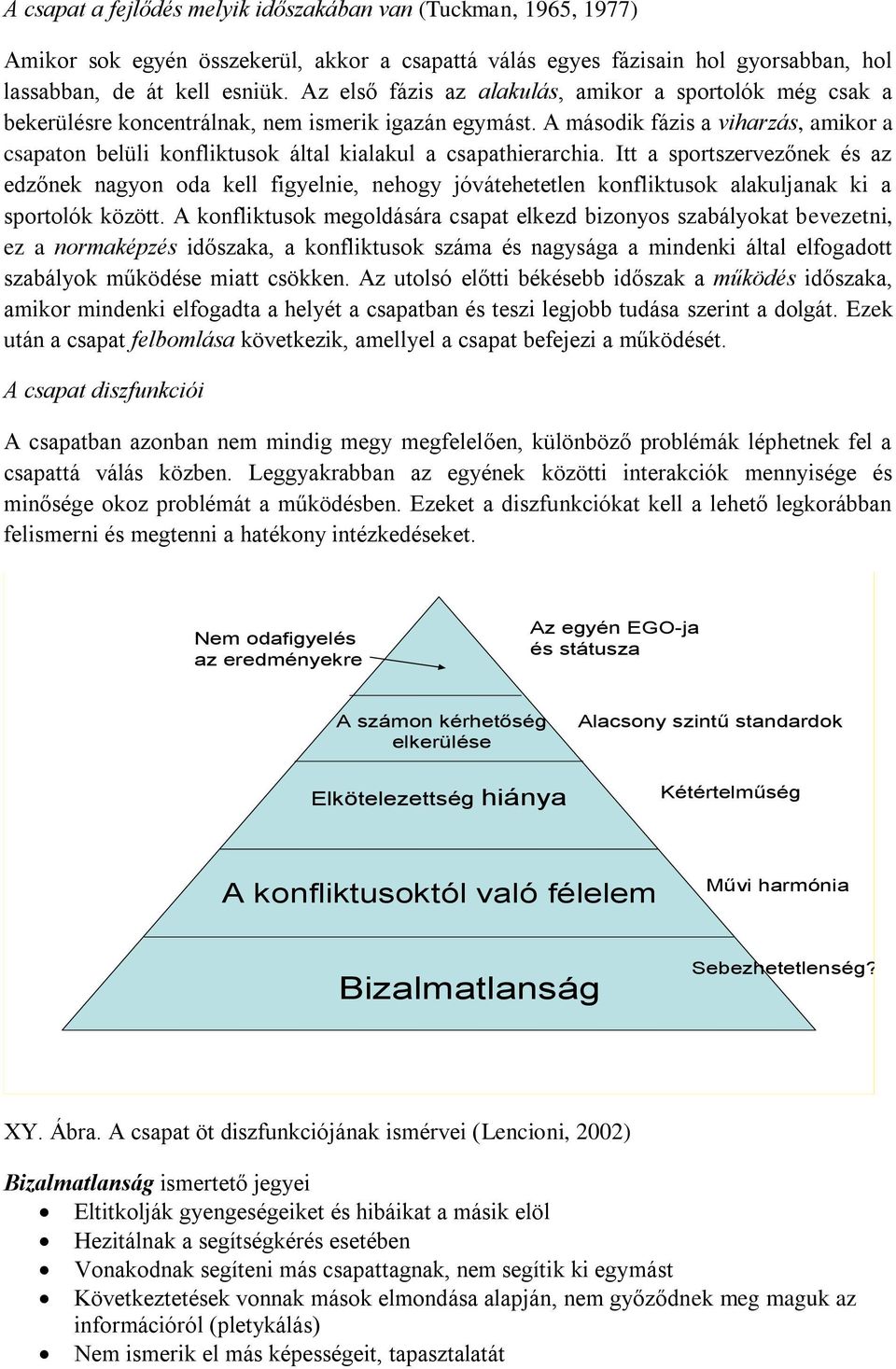 A második fázis a viharzás, amikor a csapaton belüli konfliktusok által kialakul a csapathierarchia.