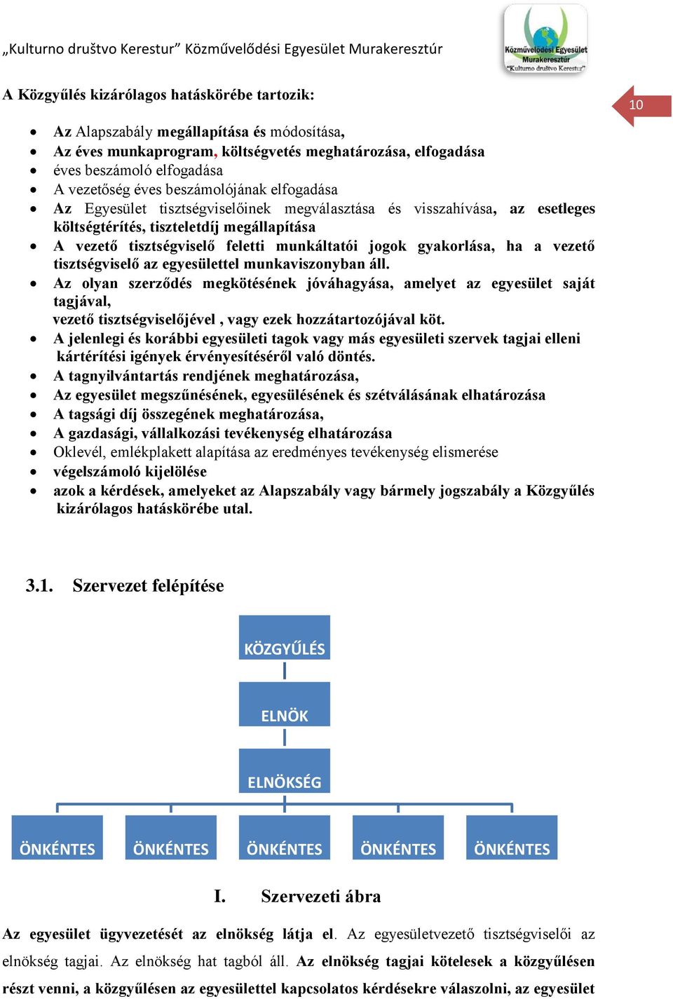 gyakorlása, ha a vezető tisztségviselő az egyesülettel munkaviszonyban áll.