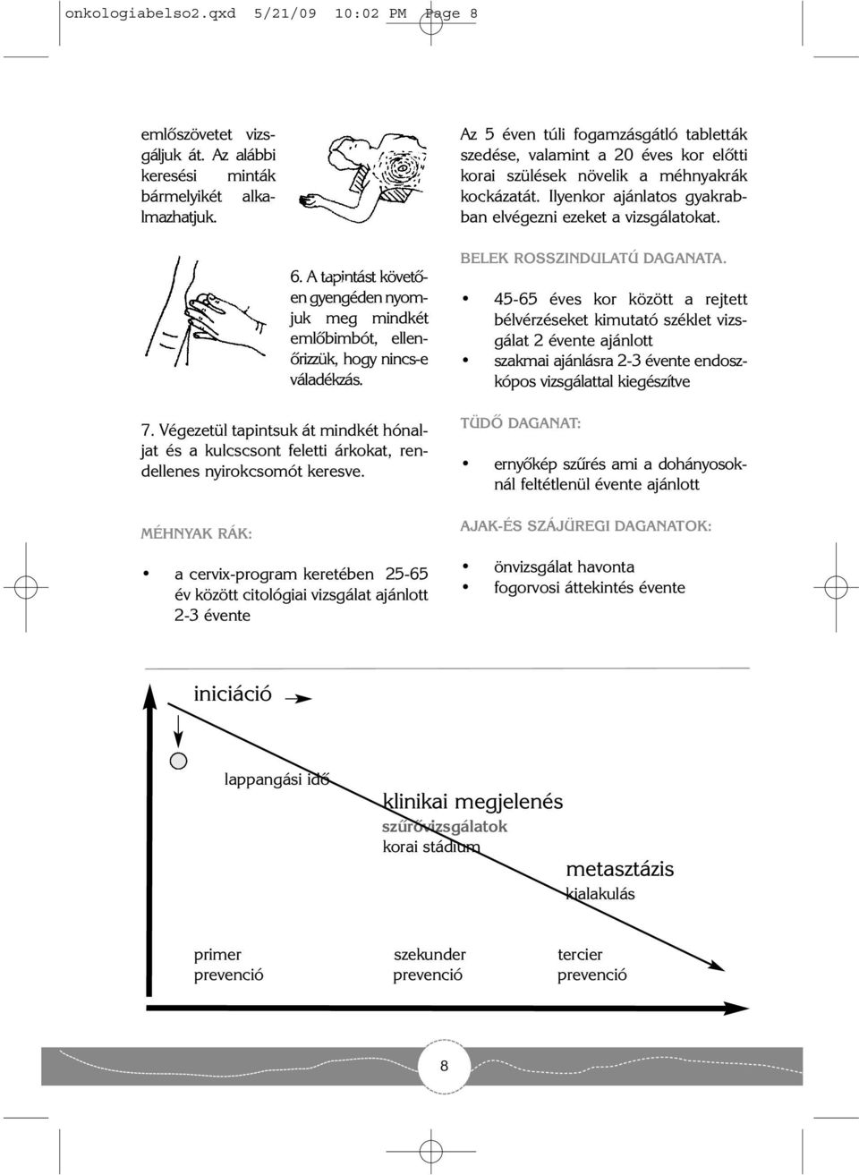 A tapintást követõen gyengéden nyomjuk meg mindkét emlõbimbót, ellenõrizzük, hogy nincs-e váladékzás. 7.