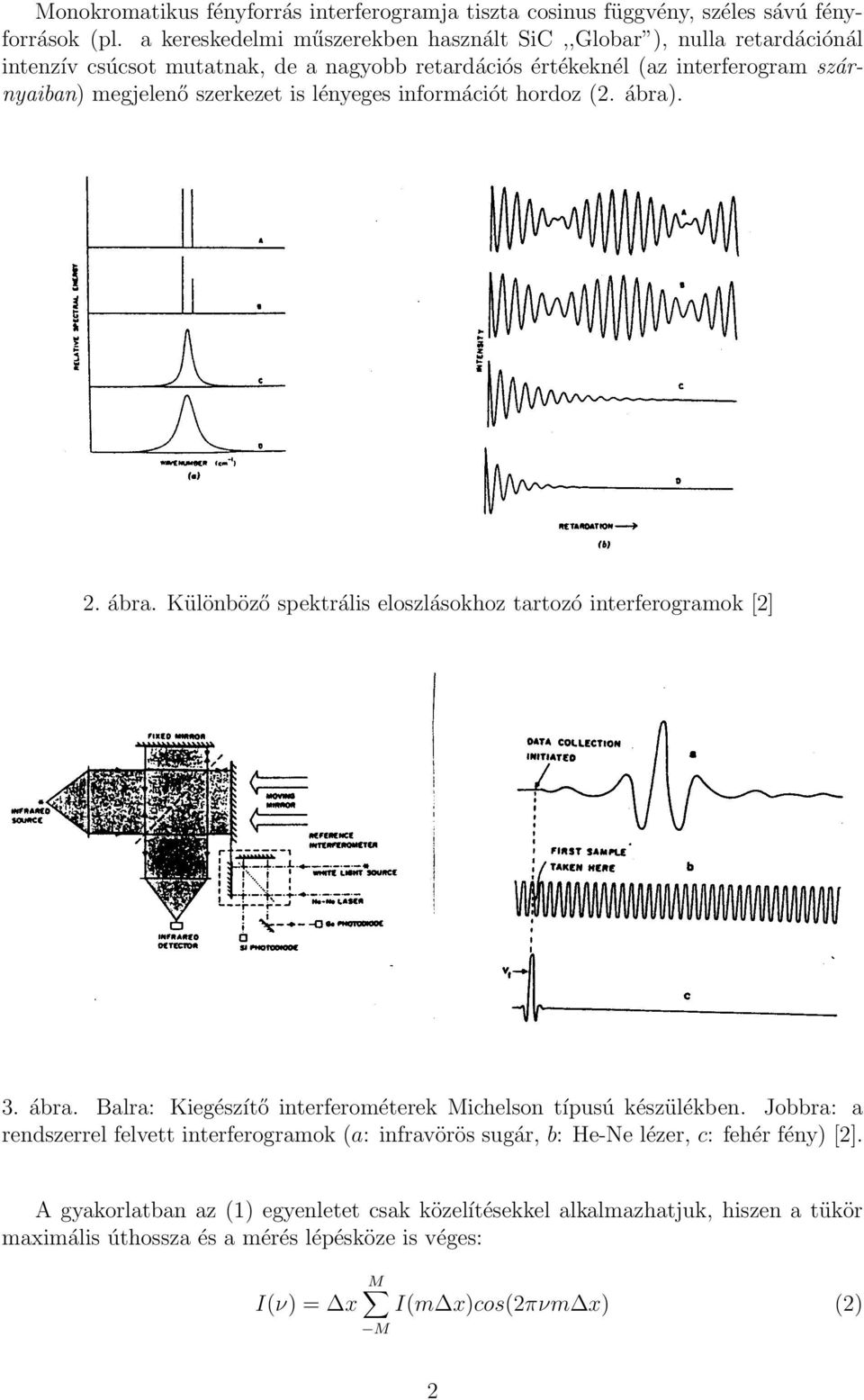 is lényeges információt hordoz (2. ábra). 2. ábra. Különböző spektrális eloszlásokhoz tartozó interferogramok [2] 3. ábra. Balra: Kiegészítő interferométerek Michelson típusú készülékben.