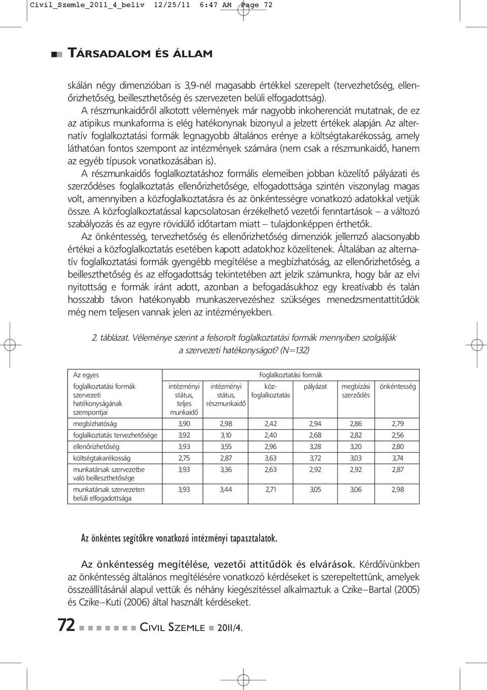 Az alternatív foglalkoztatási formák legnagyobb általános erénye a költségtakarékosság, amely láthatóan fontos szempont az intézmények számára (nem csak a részmunkaidő, hanem az egyéb típusok