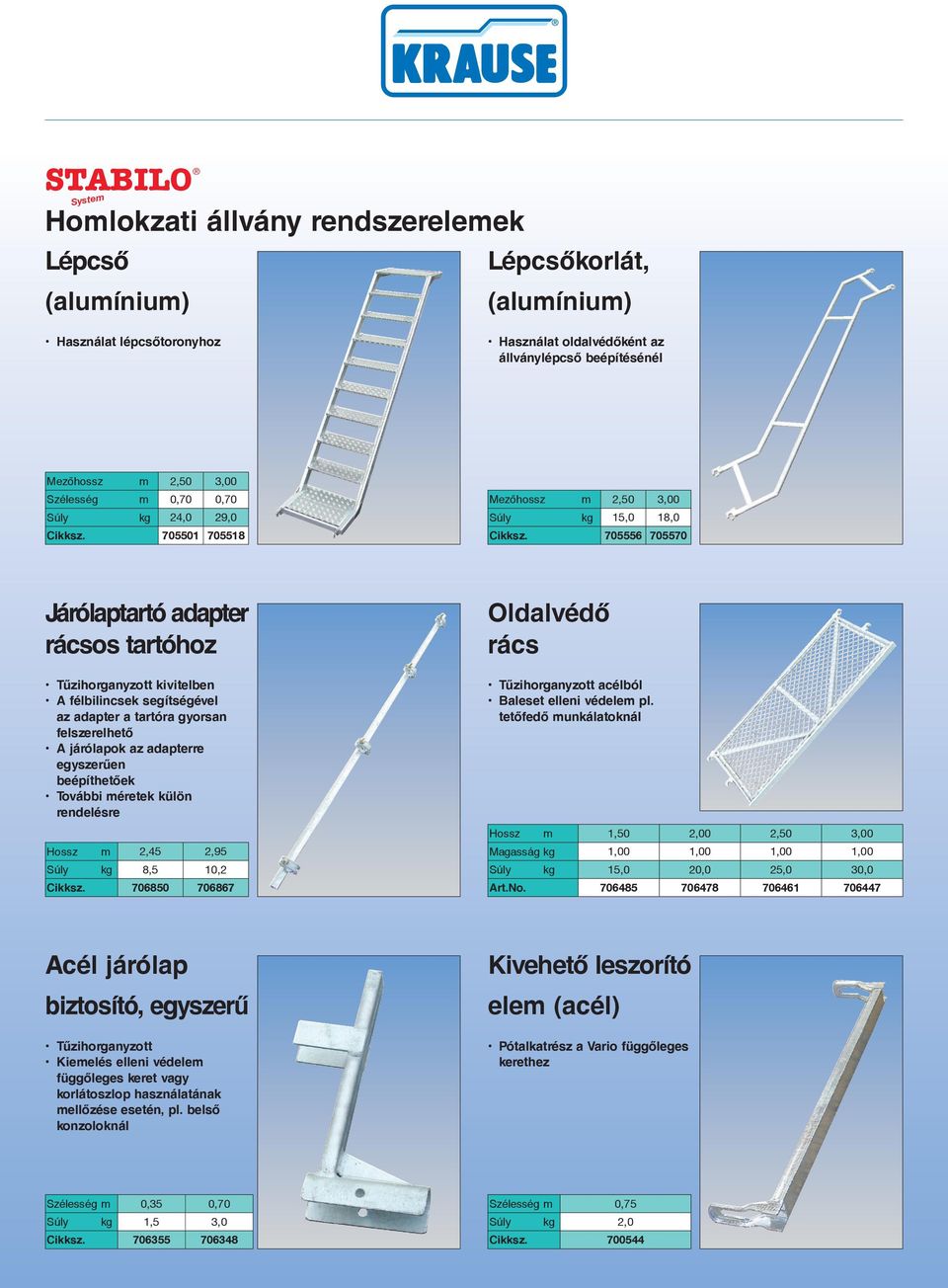 705556 705570 tartó adapter rácsos tartóhoz kivitelben A félbilincsek segítségével az adapter a tartóra gyorsan felszerelhető A járólapok az adapterre egyszerűen beépíthetőek További méretek külön