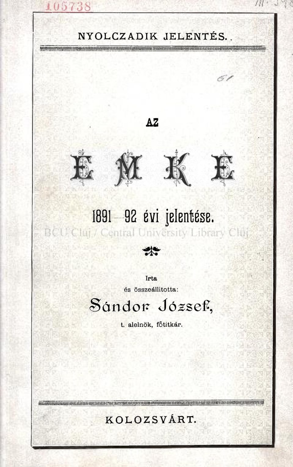 :ii:ii;;i:iuimiir-in:i:íi;'iriminir:i"i!-;i : IMIIIHIIÜÍI AZ 1891 92 évi jelentése.