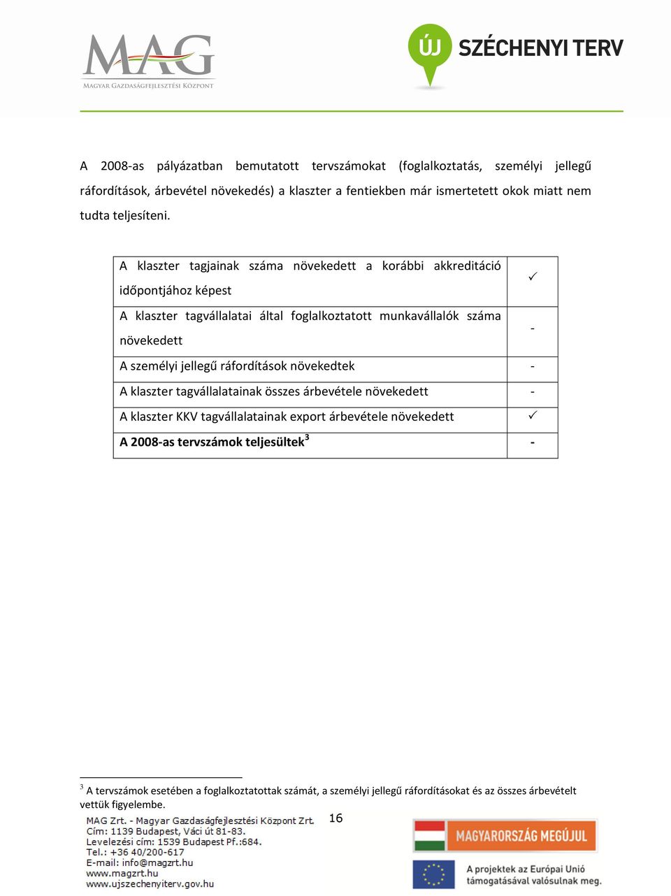 A klaszter tagjainak száma növekedett a korábbi akkreditáció időpontjához képest A klaszter tagvállalatai által foglalkoztatott munkavállalók száma növekedett - A