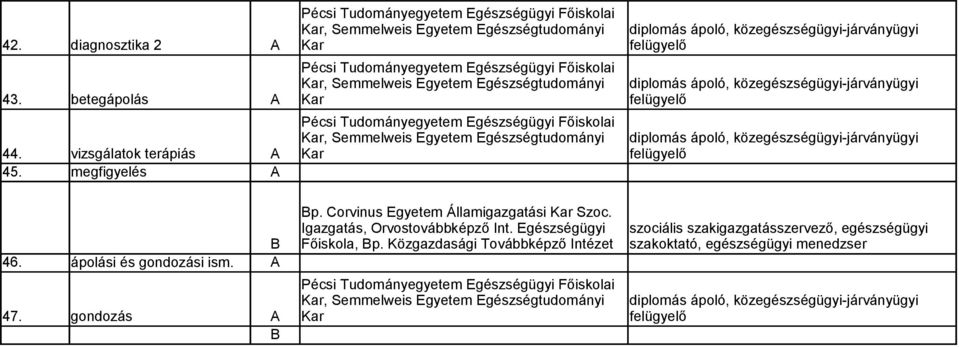 Semmelweis Egyetem Egészségtudományi Kar diplomás ápoló, közegészségügyi-járványügyi felügyelő diplomás ápoló, közegészségügyi-járványügyi felügyelő diplomás ápoló, közegészségügyi-járványügyi