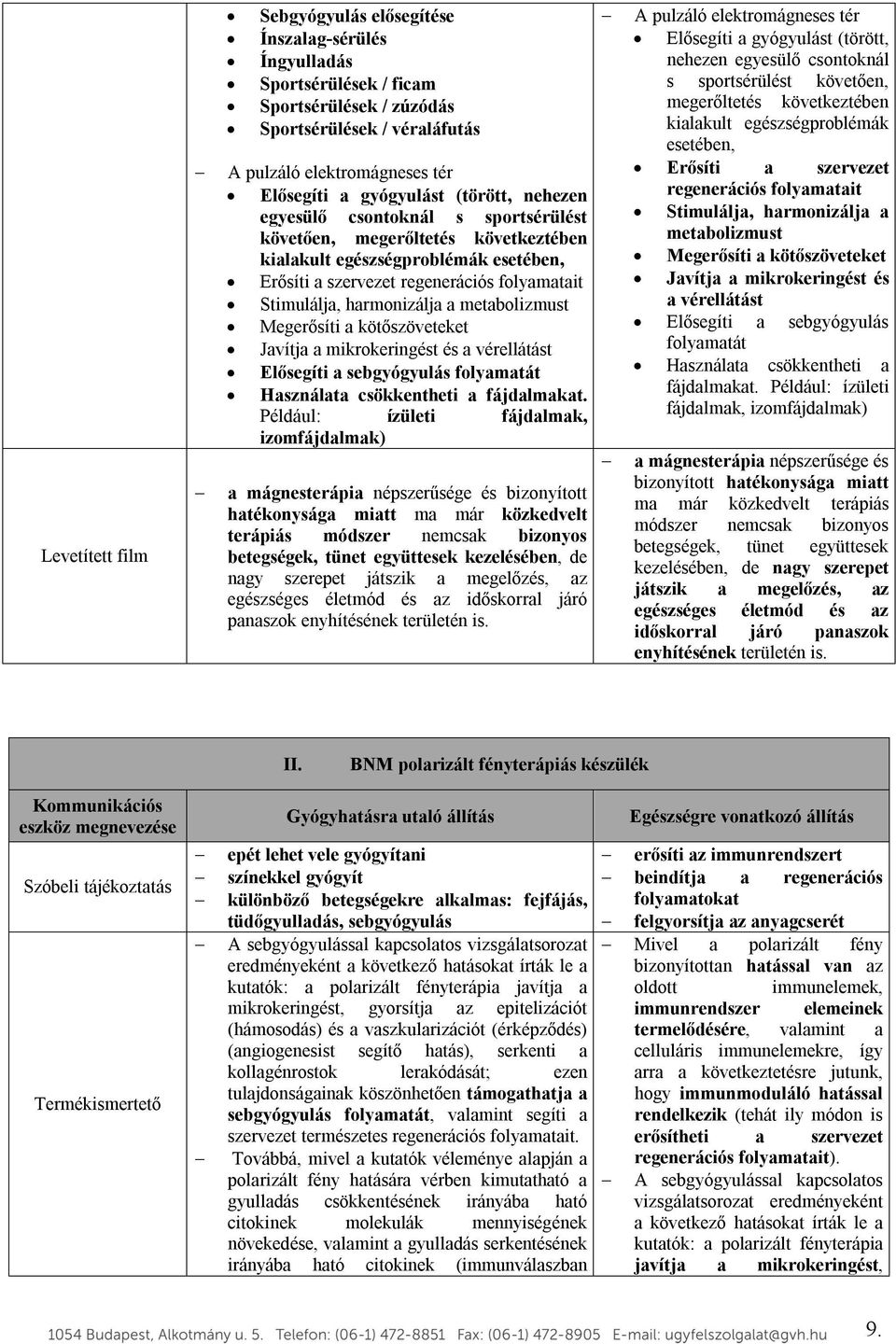 metabolizmust Megerősíti a kötőszöveteket Javítja a mikrokeringést és a vérellátást Elősegíti a sebgyógyulás folyamatát Használata csökkentheti a fájdalmakat.