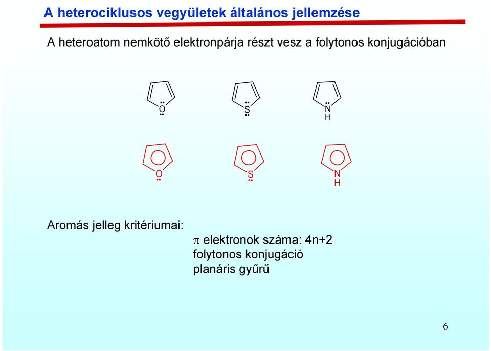 folytonos konjugációban S S Aromás jelleg