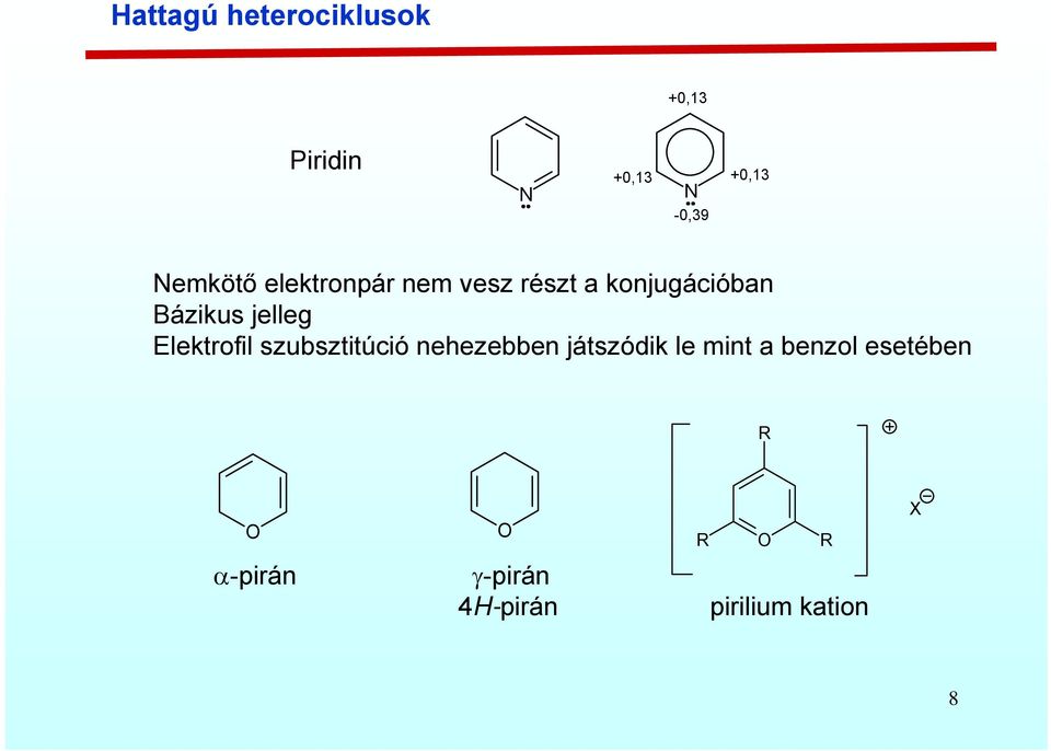 Elektrofil szubsztitúció nehezebben játszódik le mint a