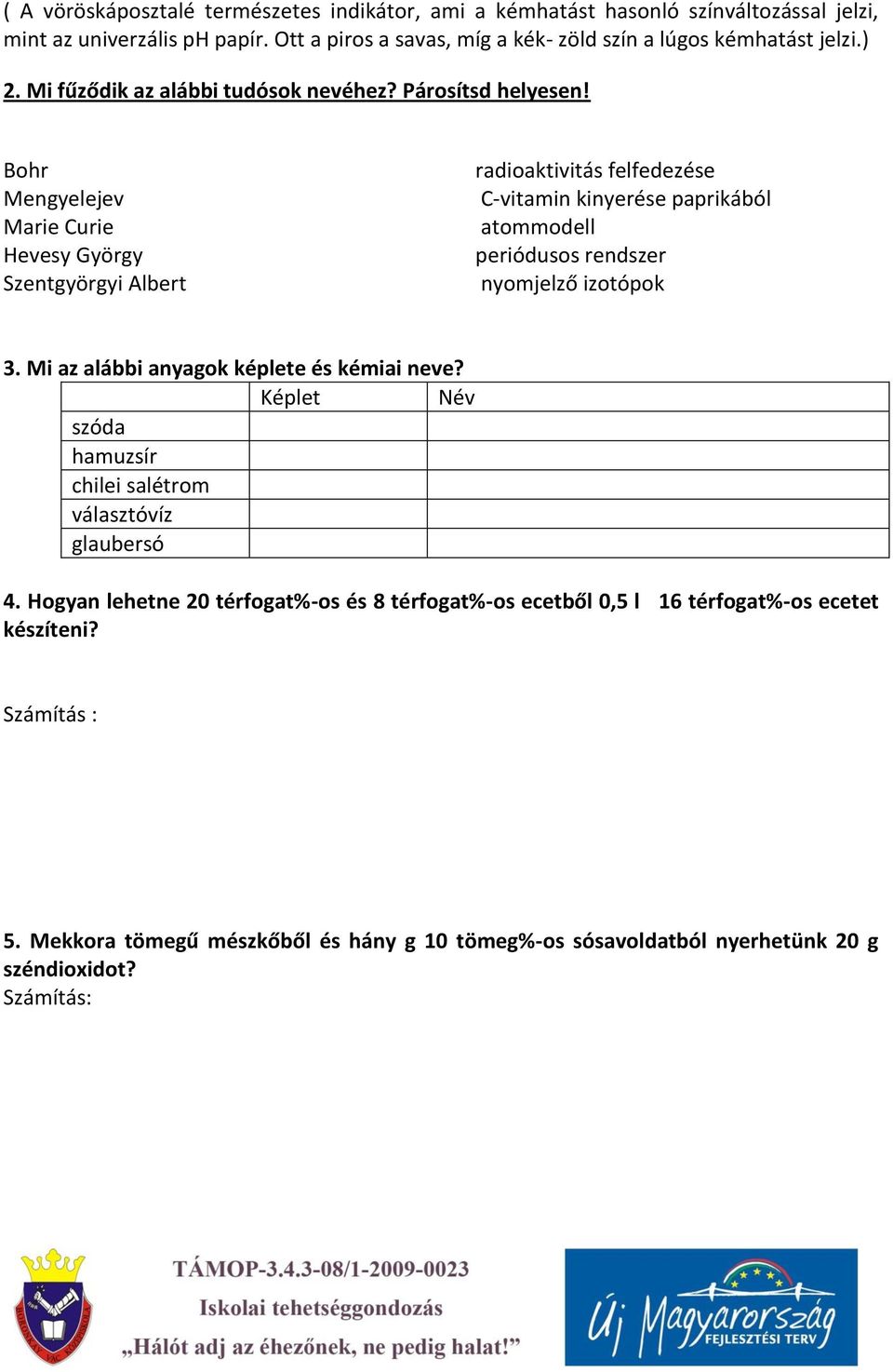 Bohr Mengyelejev Marie Curie Hevesy György Szentgyörgyi Albert radioaktivitás felfedezése C-vitamin kinyerése paprikából atommodell periódusos rendszer nyomjelző izotópok 3.