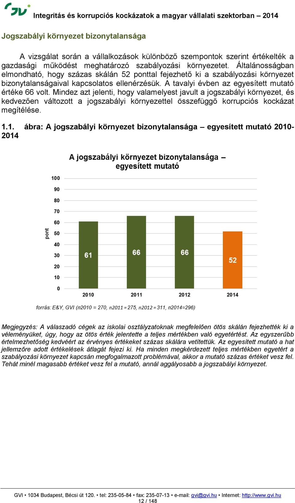 Mindez azt jelenti, hogy valamelyest javult a jogszabályi környezet, és kedvezően változott a jogszabályi környezettel összefüggő korrupciós kockázat megítélése. 1.