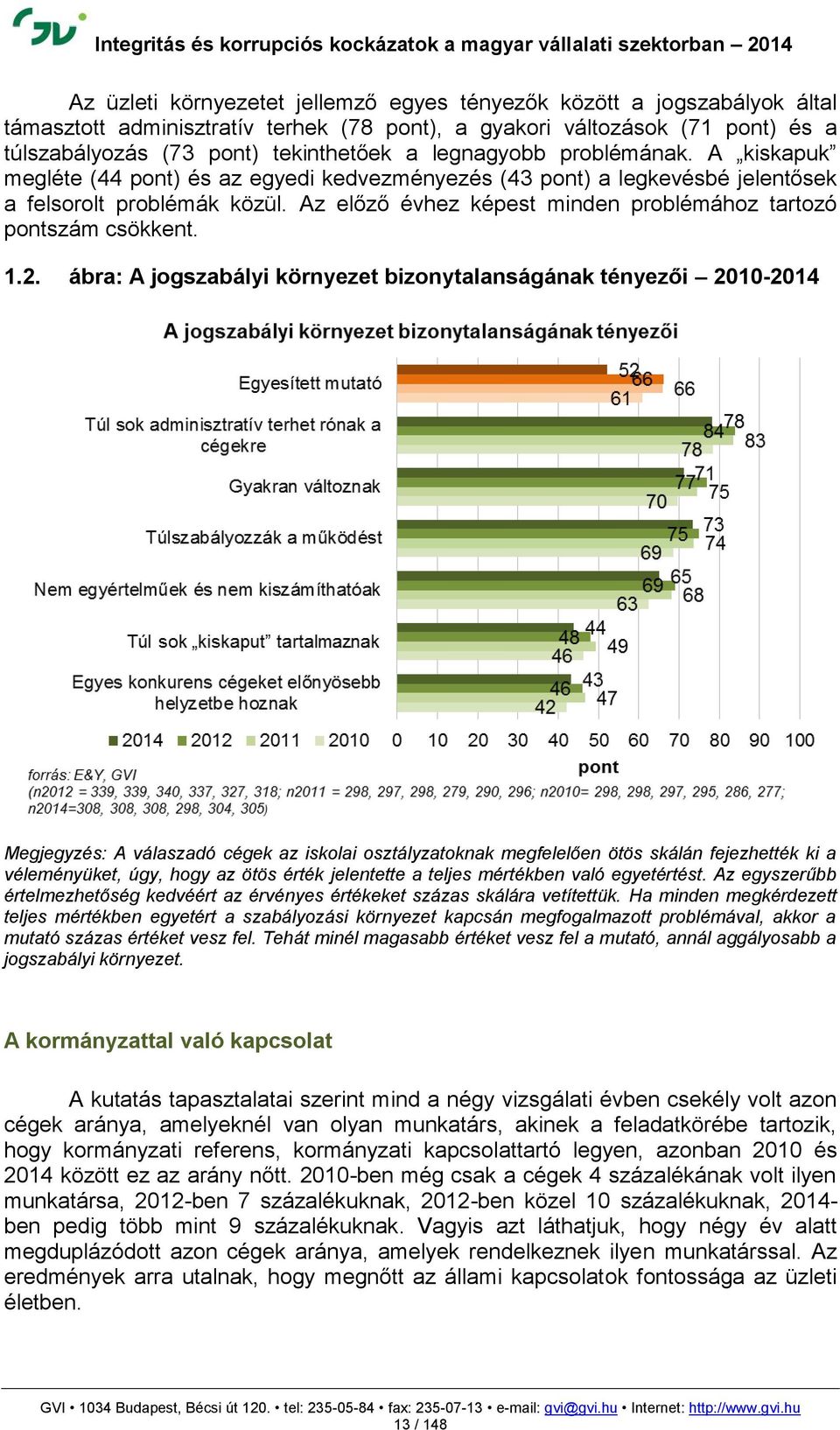 Az előző évhez képest minden problémához tartozó pontszám csökkent. 1.2.