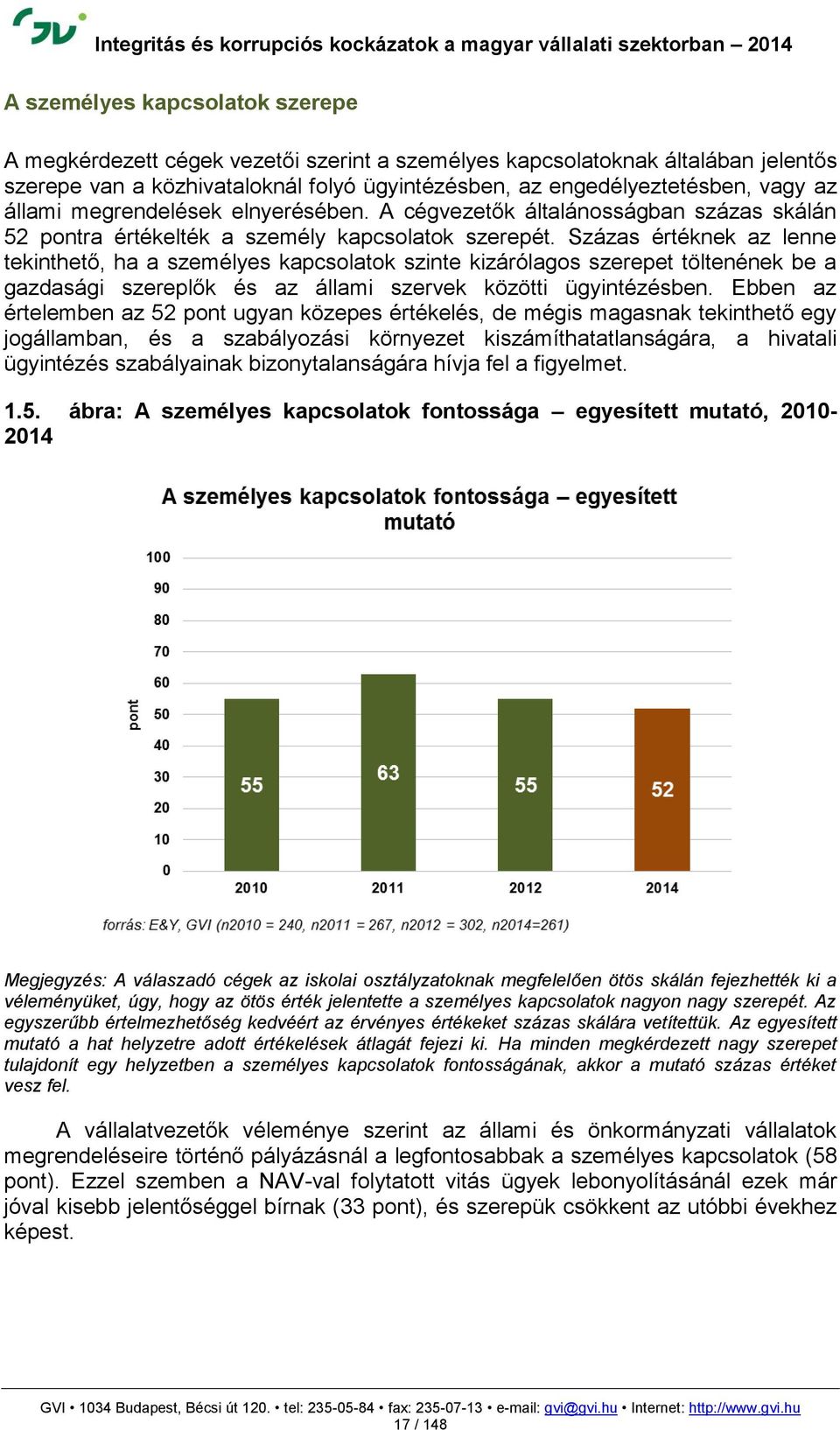 Százas értéknek az lenne tekinthető, ha a személyes kapcsolatok szinte kizárólagos szerepet töltenének be a gazdasági szereplők és az állami szervek közötti ügyintézésben.