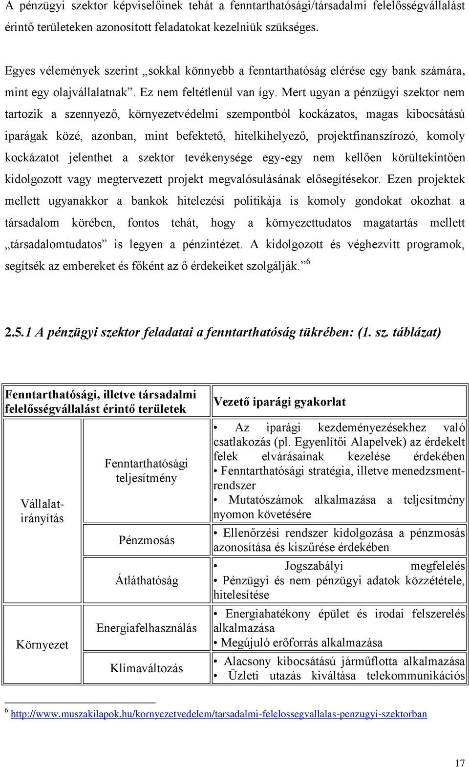 Mert ugyan a pénzügyi szektor nem tartozik a szennyező, környezetvédelmi szempontból kockázatos, magas kibocsátású iparágak közé, azonban, mint befektető, hitelkihelyező, projektfinanszírozó, komoly