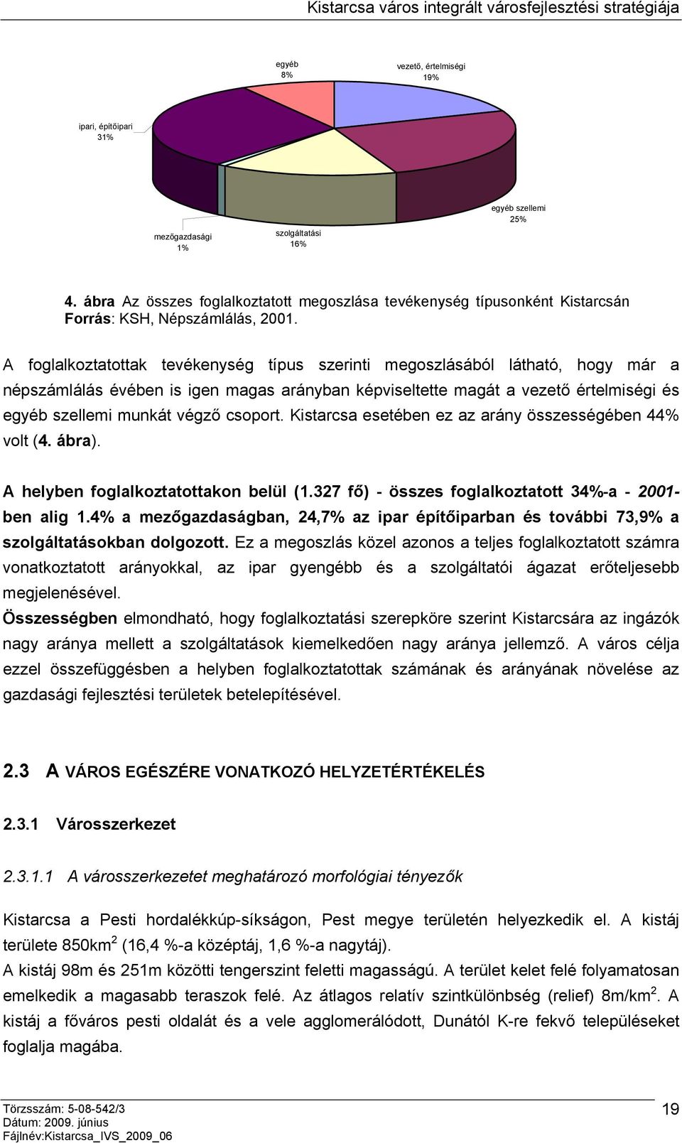 A foglalkoztatottak tevékenység típus szerinti megoszlásából látható, hogy már a népszámlálás évében is igen magas arányban képviseltette magát a vezető értelmiségi és egyéb szellemi munkát végző