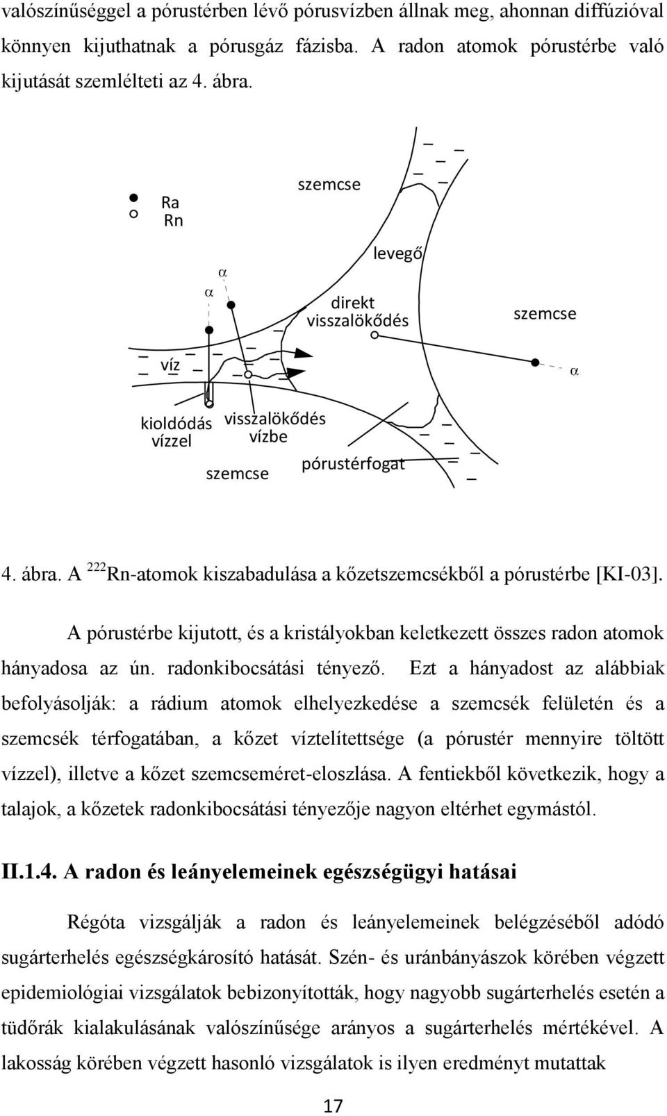 A pórustérbe kijutott, és a kristályokban keletkezett összes radon atook hányadosa az ún. radonkibocsátási tényező.