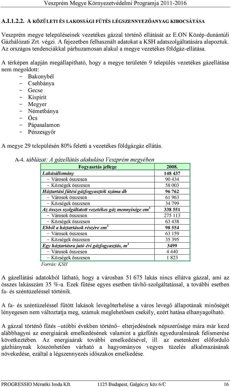 A térképen alapján megállapítható, hogy a megye területén 9 település vezetékes gázellátása nem megoldott: - Bakonybél - Csehbánya - Gecse - Kispirit - Megyer - Németbánya - Öcs - Pápasalamon -