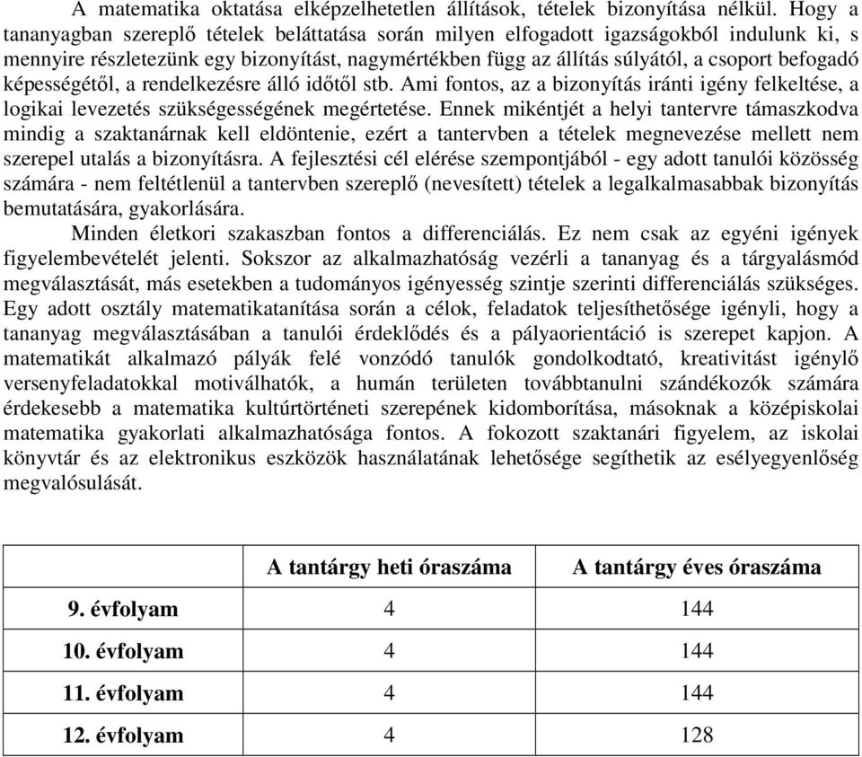 képességétől, a rendelkezésre álló időtől stb. Ami fontos, az a bizonyítás iránti igény felkeltése, a logikai levezetés szükségességének megértetése.