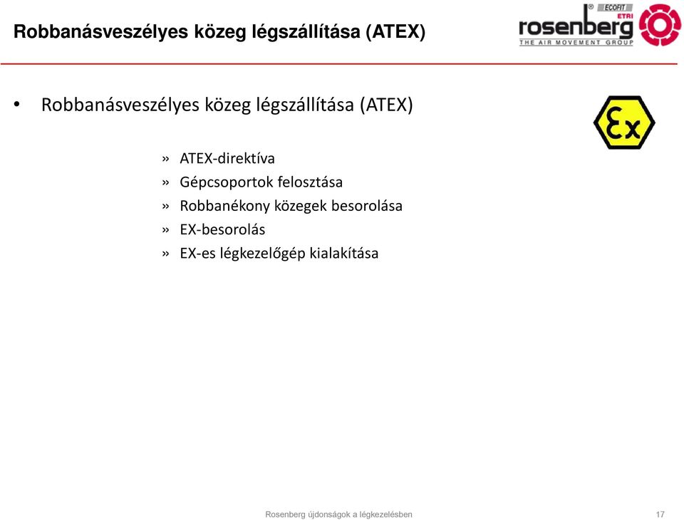 közegek besorolása» EX-besorolás» EX-es légkezelőgép