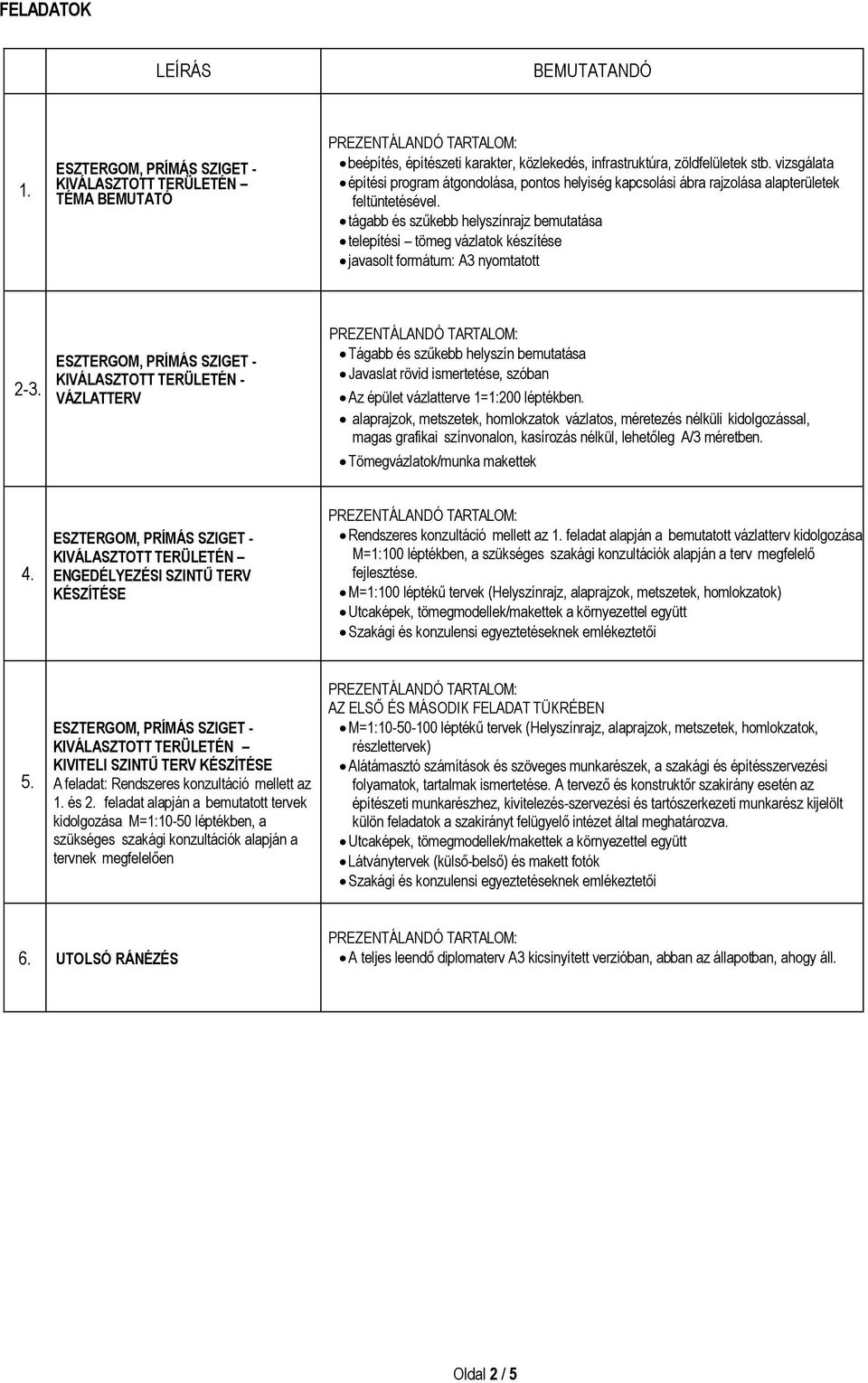 tágabb és szűkebb helyszínrajz bemutatása telepítési tömeg vázlatok készítése javasolt formátum: A3 nyomtatott 2-3.