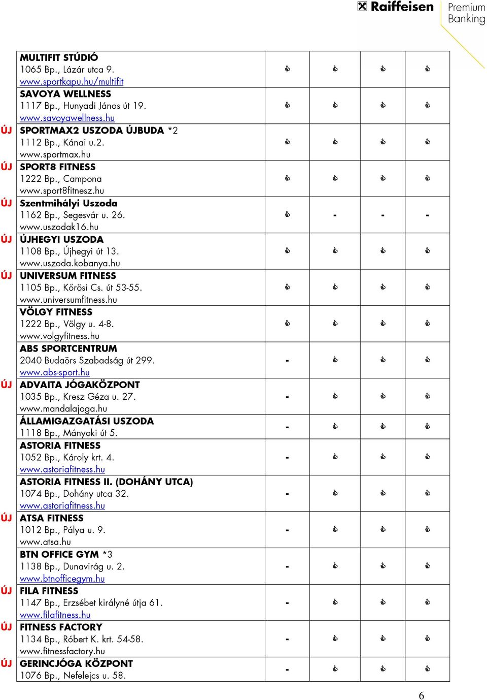 hu ÚJ UNIVERSUM FITNESS 1105 Bp., Kırösi Cs. út 53-55. www.universumfitness.hu VÖLGY FITNESS 1222 Bp., Völgy u. 4-8. www.volgyfitness.hu ABS SPORTCENTRUM 2040 Budaörs Szabadság út 299. www.abs-sport.