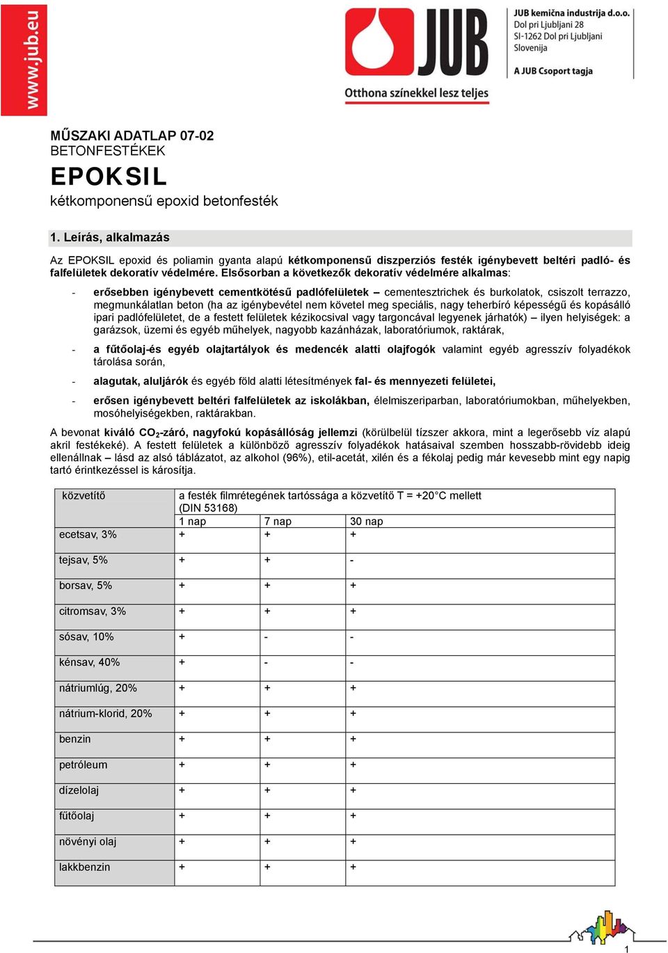 Elsősorban a következők dekoratív védelmére alkalmas: - erősebben igénybevett cementkötésű padlófelületek cementesztrichek és burkolatok, csiszolt terrazzo, megmunkálatlan beton (ha az igénybevétel