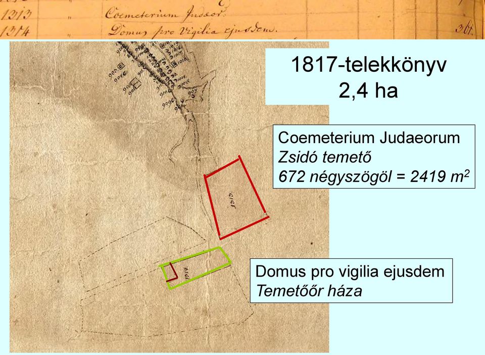 temető 672 négyszögöl = 2419 m