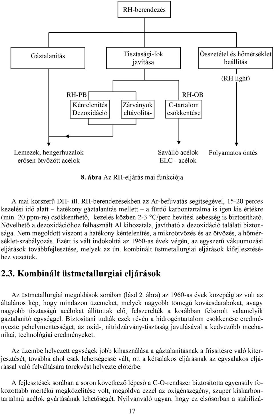 RH-berendezésekben az Ar-befúvatás segítségével, 15-20 perces kezelési idő alatt hatékony gáztalanítás mellett a fürdő karbontartalma is igen kis értékre (min.