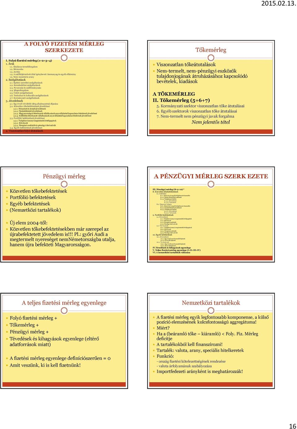 Technikai és kulturális szolgáltatások 2.7. Kormányzati szolgáltatások 3. Jövedelmek 3.1. Egy évnél rövidebb ideig alkalmazottak díjazása 3.2. Közvetlen tõkebefektetések jövedelmei 3.2.1. Felosztott és átutalt jövedelmek 3.